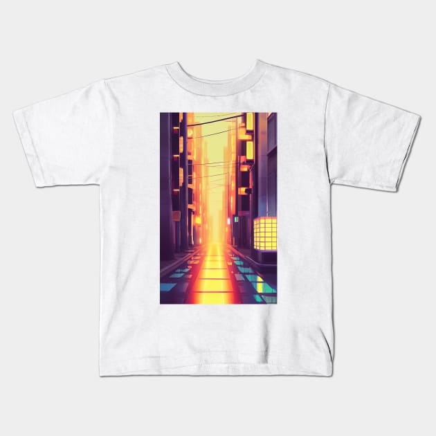 Tokyo Nights Neon Dreams Kids T-Shirt by aestheticand